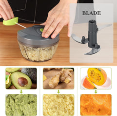 Manual Food Chopper Vegetable Cutter,  Chopper Hand String Vegetable Chopper Onions Cutter for Vegetable Fruits Nuts BPA Free Food Safe Material (2 Cup-Gray)