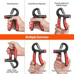 Grip Strength Trainer, Hand Grip Strengthener, Adjustable Resistance 22-132Lbs (10-60Kg), Forearm Strengthener, Perfect for Musicians Athletes and Hand Injury Recovery