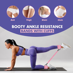 Resistance Bands Set with Ankle Straps, Glutes Workout Equipment, Ankle Bands for Working Out, Butt Exercise Equipment for Women Legs and Glutes - Perfect for Home Workouts