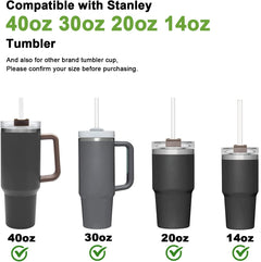 Replacement Straws for Stanley 40 30Oz Adventure Quencher Travel Tumbler 6Pack,  Reusable Clear Straws with Cleaning Brush, Compatible with Stanley Cup Mug Accessories