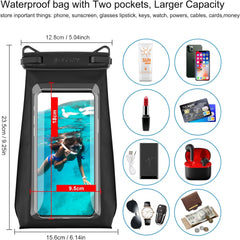 Large Capacity Waterproof Phone Pouch Floating, Waterproof Bag Case for Iphone 15 14 Pro Max 13 12 11 X XR 8 plus Samsung up to 6.9'', IPX8 Water Proof Phone Dry Bag for Boating Swimming Kayaking