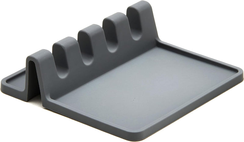 Silicone Spoon Rest for Stove Top with Drip Pad (1 Pack) - Extra Large Grey Heat-Resistant, Bpa-Free Utensil Rest for Kitchen Counter - Utensil Holder for Spatulas, Tongs, Ladles and Kitchen Gadgets