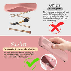 Travel Essentials Makeup Brush Holder, Portable Make up Organizer, Silicone Cosmetic Bag, Soft and Waterproof Small Makeup Brush Pouch