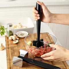 Meat Masher; Meat Chopper for Ground Beef, Hamburger, Chicken, Steak; Heavy Duty Nylon Nonstick Heat Resistant Meat Smasher to Mix and Chop, Black